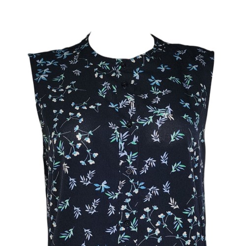 Banana Republic Dress Womens Size L Large Blue Floral Button Front Sleeveless - Picture 2 of 7