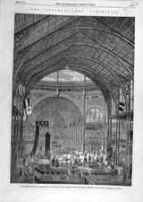 Original alter antiker Druck 1862 Internationale Ausstellung Western Kuppel Transept