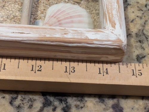 Wooden shell shadow box, front cover glass serving tray rope handles 14.5" - Picture 5 of 8