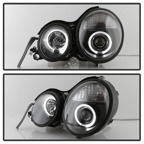Black 1996-1999 Mercedes Benz W210 E300 E320 E430 LED Halo Projector Headlights - Picture 3 of 10