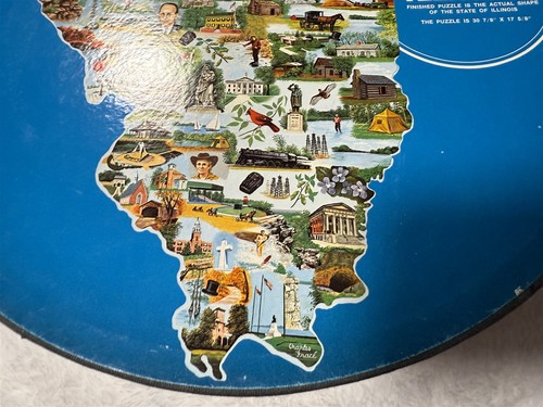 VINTAGE 1969 SPRINGBOK ILLINOIS JIGSAW PUZZLE CONTOUR SHAPE OF STATE COMPLETE - Picture 5 of 12
