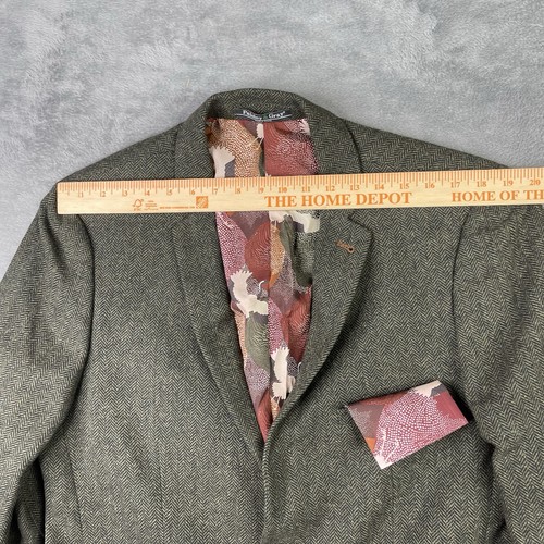 Paisley & Grau Blazer Herren 44R Slim Tweed Fischgrät Sakko Sport Mantel Anzug - Bild 16 von 17