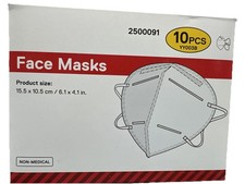 Protective Face Masks 10 Individually Wrapped, 3 Ply, 39 