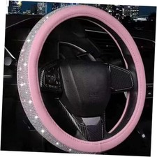 Steering Wheel Cover Women Pink Bling Diamond Steering Wheel Cover, White Pink
