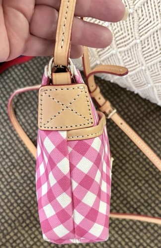 Dooney Bourke Pink & White Gingham & Vacchetta Leather Checked Crossbody Bag - Picture 9 of 11