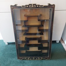 Chinese Vintage Black Lacquer Display Case.  Wall Mounted.