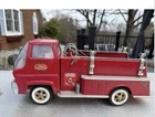 1960s Tonka Pressed Steel Fire Truck Gas Turbine Pumper w/ Hose Hydrant Red