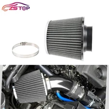 3" 76mm High Flow Inlet Cold Air Intake Cone Replacement Dry Air Filter Silver