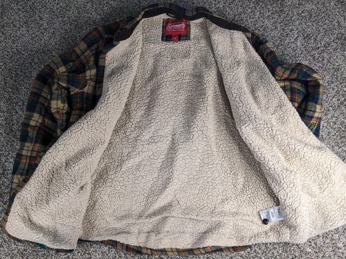 Coleman Fleece Lined Flannel Shacket Men's Size M Medium Brown Yellow Plaid - Picture 6 of 13