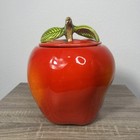 Vintage California Pottery | 8214 | Large Shiny Red Apple Cookie Jar Kitchen