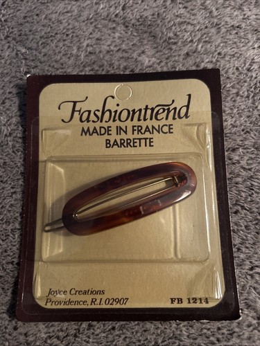 VTG NOS Joyce Creations Hair Barrette Made In France Tortoise Shell Snap Clip - Picture 1 of 3