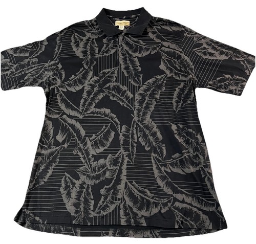 Cooke Street Hawaiian Shirt Men's XL S/S Pullover Black Palm Leaves 100% Cotton - Picture 2 of 6