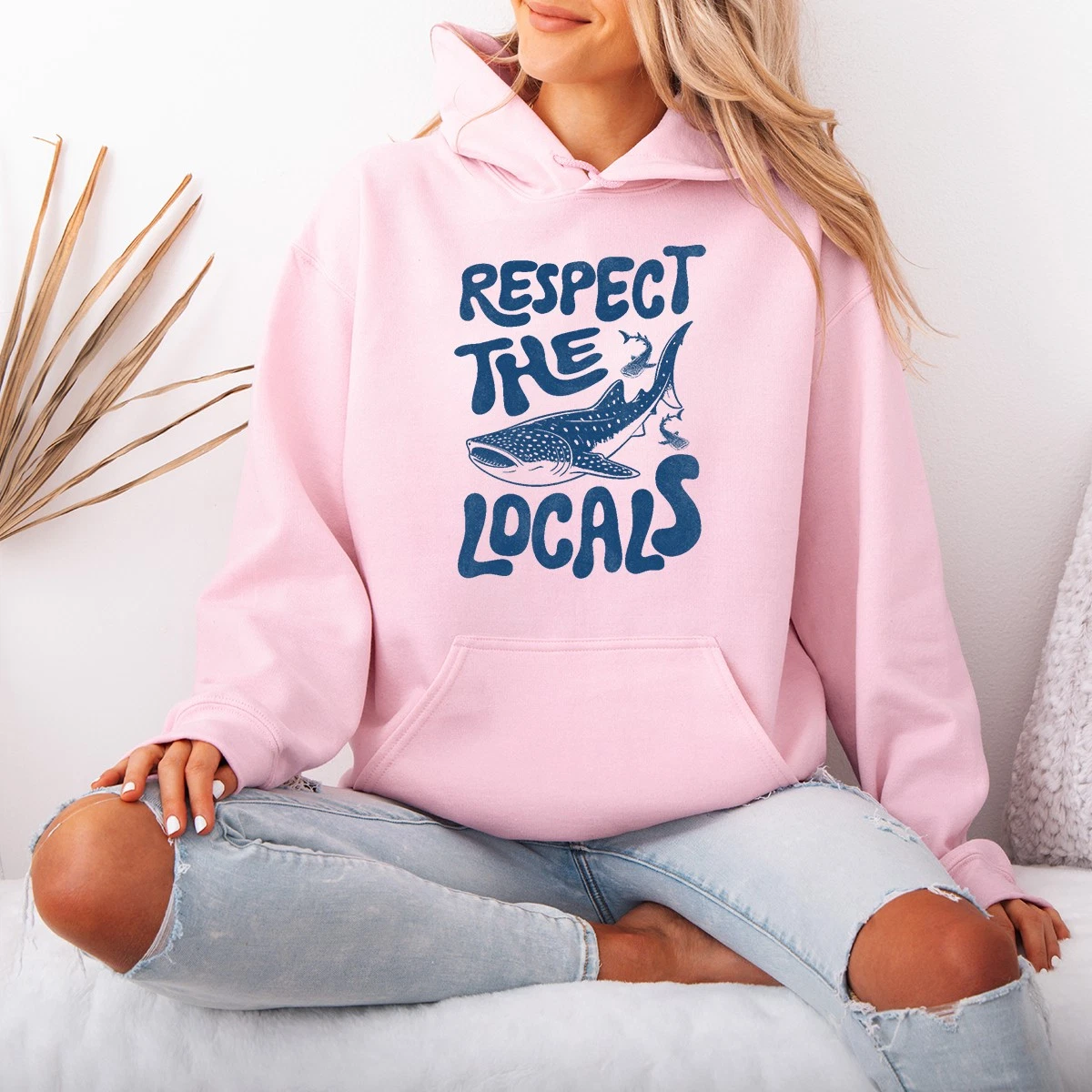 Respect The Womens Hoodie Shark Diving Ocean Gift For Her