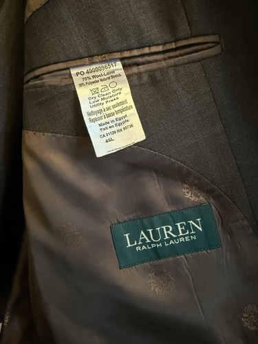 Traje Lauren by Ralph Lauren 2 piezas para hombre 46L marrón usado en excelente estado - Imagen 4 de 10