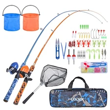 Kids Fishing Pole Set with Full Starter Kits 2 Set Portable Telescopic Fishin...