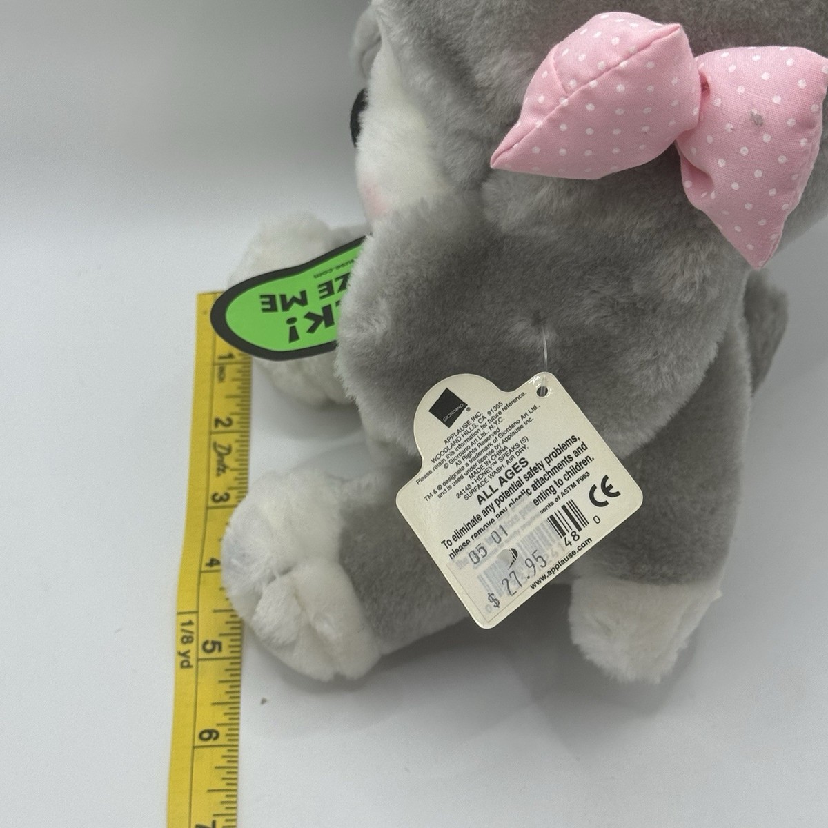 Vintage Sad Sam Honey 14” Plush Grey Dog Stuffed Toy