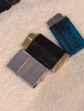 3 Cigarette Lighters Butane Petrol Scripto Brown Bigelow St Paul's Minn USA Part