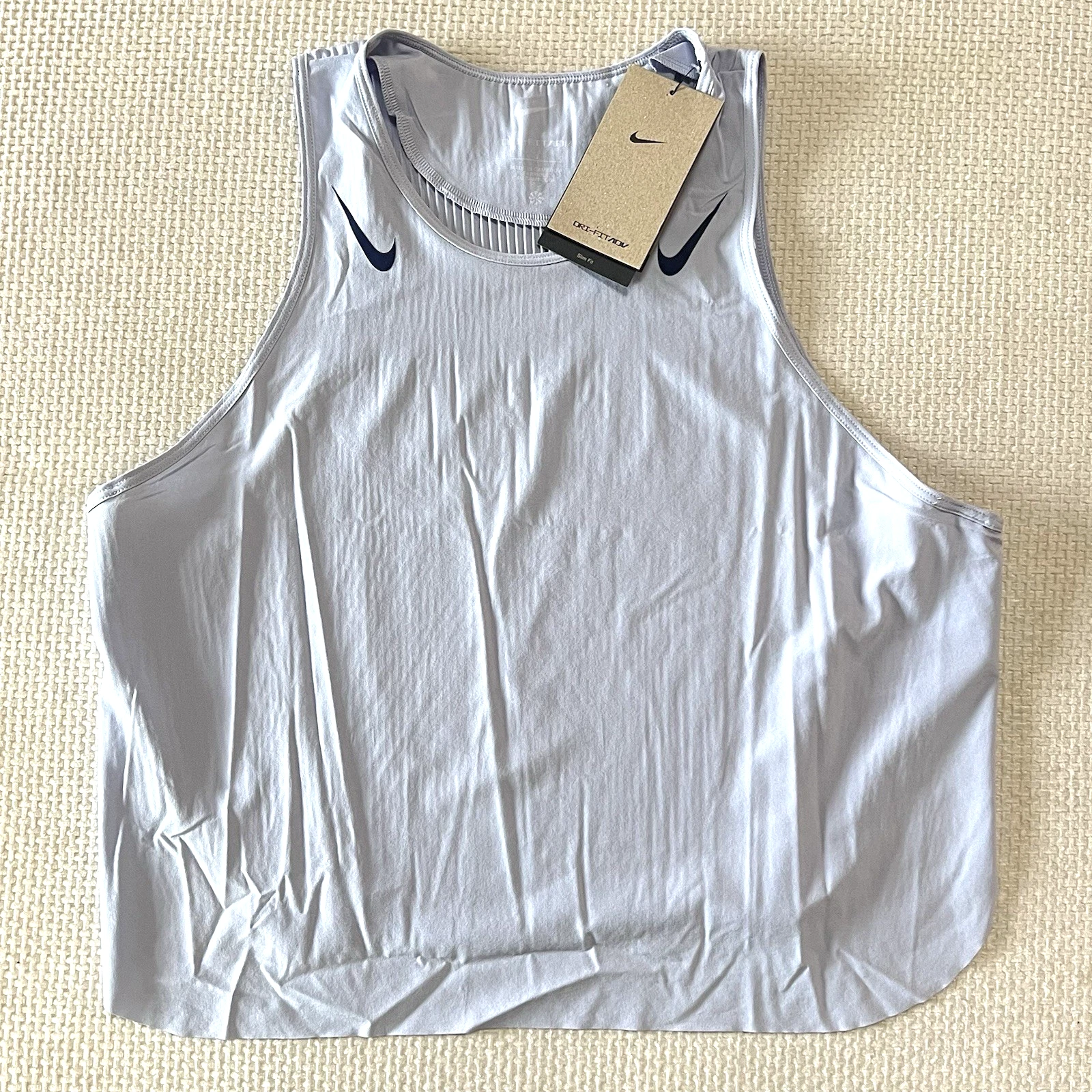 Nike AeroSwift Dri-FIT ADV Cropped Running Tank LARGE Ghost Blue Void FN2713-057