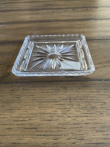 Czech Republic Crystal Square Covered Butter Dish Hand Cut Pinwheel Star W/Tags - Picture 12 of 19