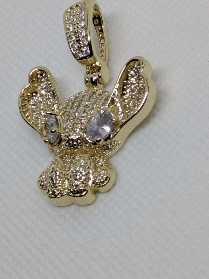 Cute Gold Filled Cartoon Stitch Pendant With VVS CZ Stones. Perfect for Girls - Image 4 of 4