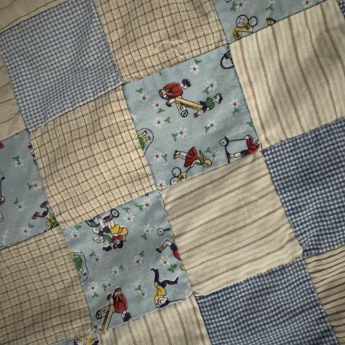 Vintage 60s 70s Quilt Top hand Pieced Patchwork 62" x 84" - Picture 14 of 14