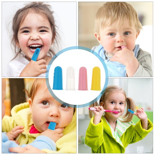 Masajeador oral de silicona con cepillo de dientes para dedos 4 piezas para encías sanas - Imagen 11 de 12