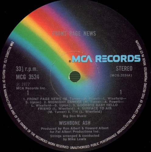 Wishbone Ash Front Page News LP vinyl UK MCA 1977 in gatefold sleeve with A1/B1 - Picture 3 of 5