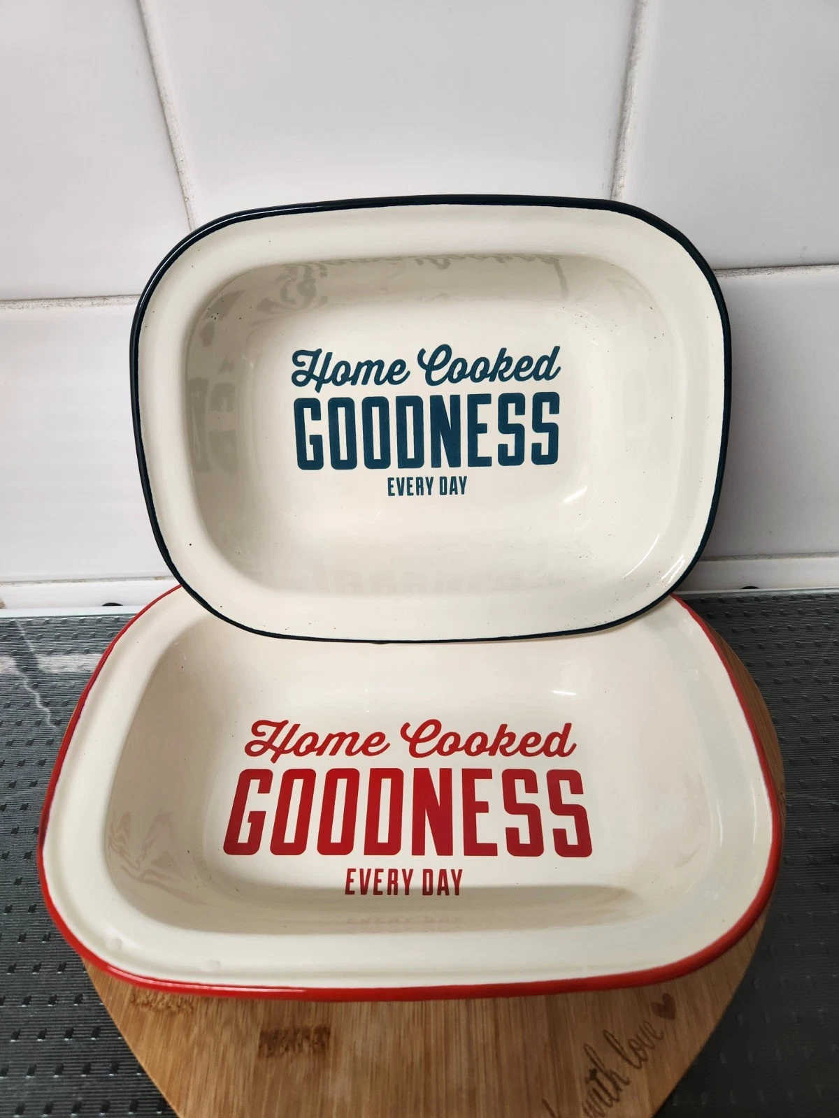 Jamie Oliver Pie Baking Enamel Tin's Home Cooked Goodness Every Day Retro Style