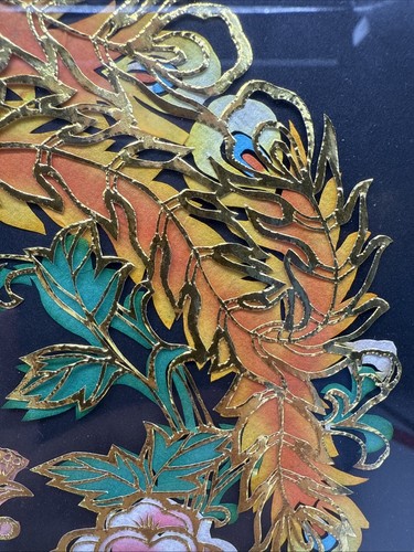 Arte original asiático tallado en papel. Hermoso enmarcado. Impresionante arte tallado a mano - Imagen 5 de 12