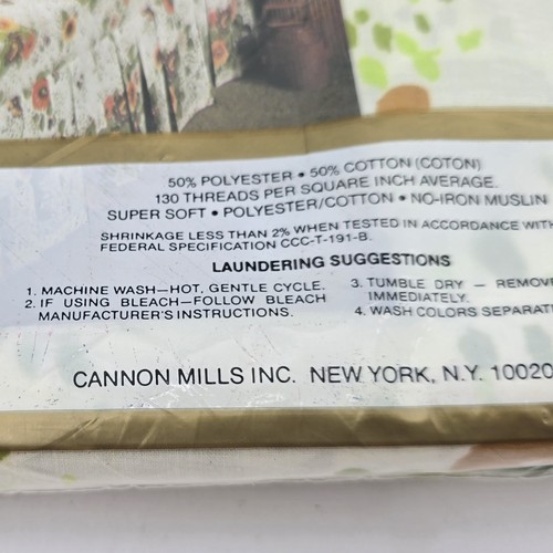 Vintage Cannon Edgemont Floral Fantasy Green Full Flat Sheet X2 - Picture 6 of 17