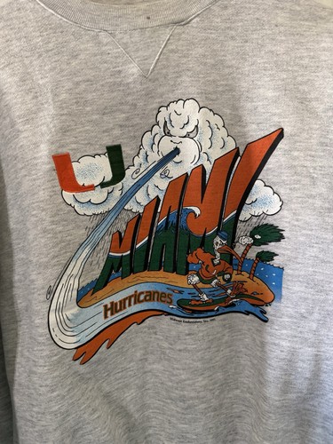 Midwest Embroidery Vintage NCAA Miami Hurricanes Sweatshirt Size Large 1991 - Picture 2 of 5