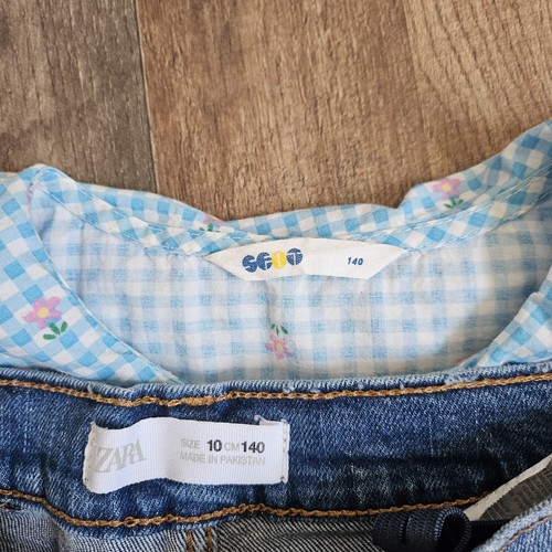 Girls Gingham Ruffle Collar Top & ZARA Denim Shorts Set – Size 10 – Cotton - Picture 5 of 9