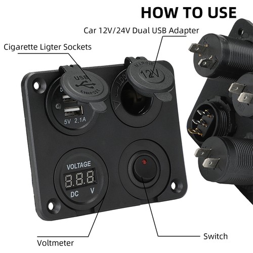 12V Auto KFZ Zigarettenanzünder Steckdose mit Dual USB Ladegerät Buchse Einbau - Picture 5 of 19