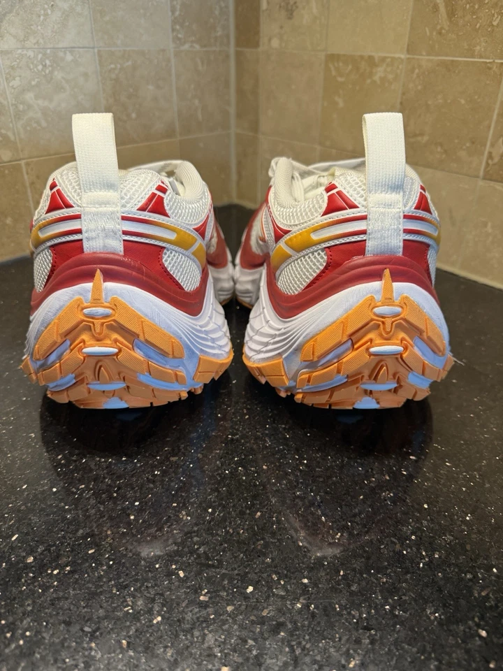 BALENCIAGA  Mesh Rubber Men 11 Thick Soled Sneaker White Red Orange - Image 2 of 4