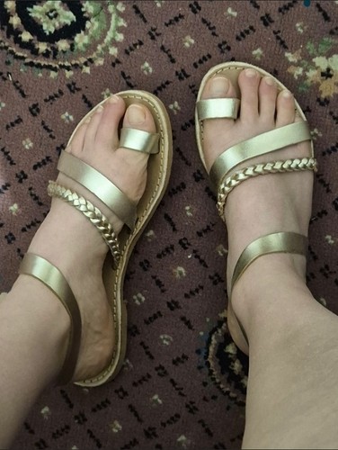 Gold handmade In Greece real leather sandals size eu 38 uk 5
