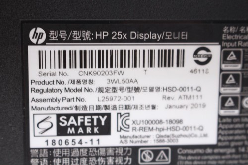 HP 25x 24.5" Full HD LED Gaming Monitor 144Hz 1ms HDMI DisplayPort 3WL50AA - Bild 5 von 5