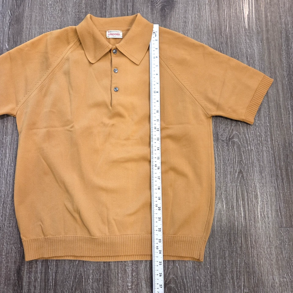 Vintage Manhattan Men's Estupendo Shirt Size Large Mustard Retro 70s - Image 2 of 4
