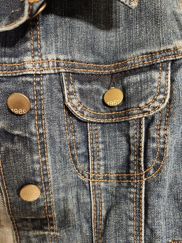 Demin Blue Jean Jacket Gap 6-7 Unisex Button Ups, 6 Pockets - Picture 3 of 5