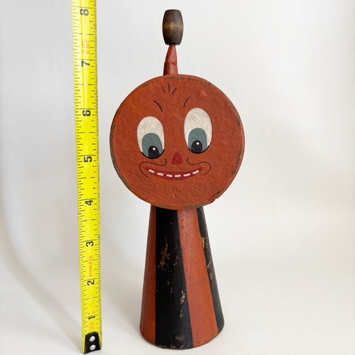 Modern Vintage Halloween Primitive Folk Art Cone Drum Hand Painted Face 8.25” - Picture 2 of 7