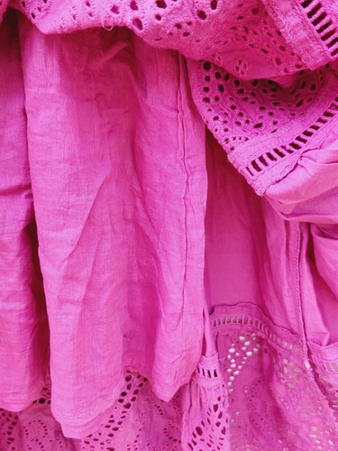 RUBY YAYA Carly Maxi Dress SIZE S Fuschia Tiered Pockets 100% Cotton RYY EUC - Picture 11 of 13