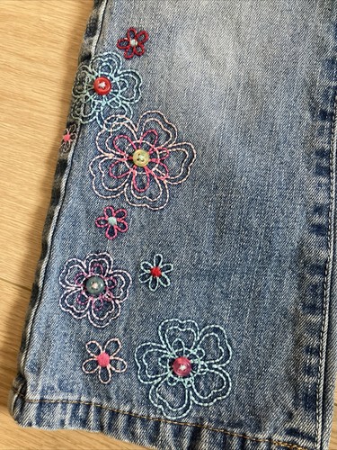 Vtg Y2K Hippy 24 Months baby girls Sonoma Embroidered floral Denim flare jeans - Picture 2 of 12
