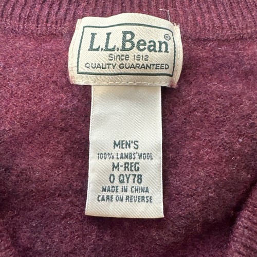 LL Bean Men’s Sweater Small Reg Maroon Red Lambs Wools Blend Crewneck Knit - Picture 2 of 6