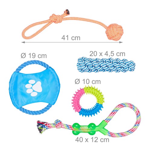 Hundespielzeug set Tau- und Ziehspielzeug bunt Baumwolle Zerrspielzeug Set - Bild 4 von 9