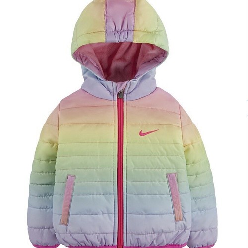 Nike Baby Mädchen mittelschwere gefütterte Jacke Regenbogen Ombré Größe 24 Monate neu mit Etikett NEU - Bild 1 von 5