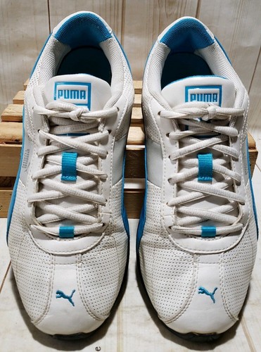 Puma Turin White/Blue Leather Running Shoes 185239 07 Women Size 8.5 M - Picture 3 of 6