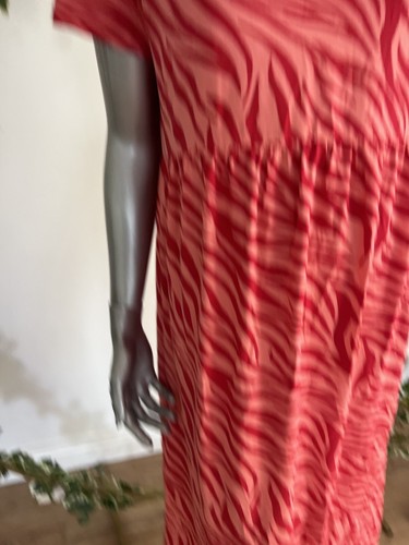 Wednesday's Girl Midi Dress Size 12 & 22 Red Pink Zebra Print Tiered Smock MG94 - 第 17/20 張圖片