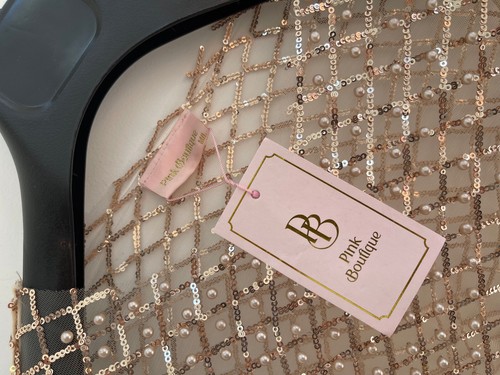 Pink Boutique Pearl Mesh Top It Girl Season Rose Gold Sequin 12-14 - BNWT £36 - Picture 5 of 13