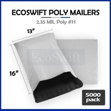 5000 13 x 16 EcoSwift White Poly Mailers Shipping Envelopes Seal Bags 2.35MIL