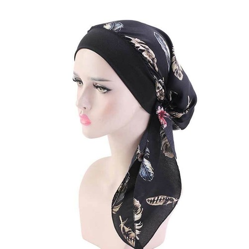 Women Muslim Silk-Like Cancer Chemo Hat Hijab Hair Loss Head Scarf Turban Wrap@ - Picture 27 of 36