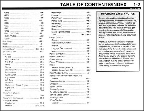 2003 Ford Escort ZX-2 Diagrama Manual ZX2 Coupe Eléctrico Esquemáticos Libro - Picture 3 of 3